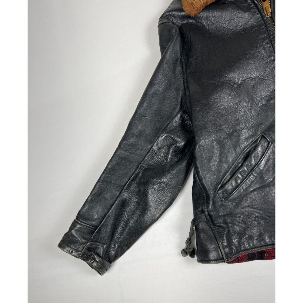 Borman Sports Bormcolt Men’s XL Vintage 50s Black Leather Bomber Jacket - Picture 11 of 15